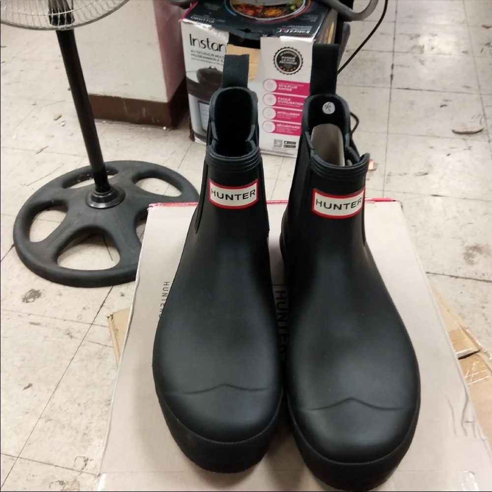 Black womens chelsea hunter rain boots
